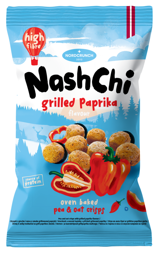 NashChi auzu zirņu čipsi ar grillētas paprikas garšu